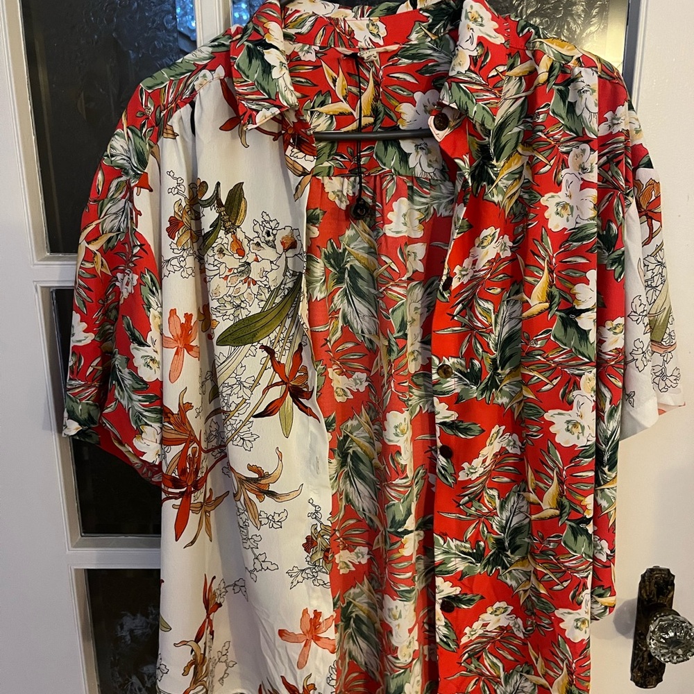 Buffalo David Bitton Hawaiian Shirt | Coastal Grandmother | Size Small
